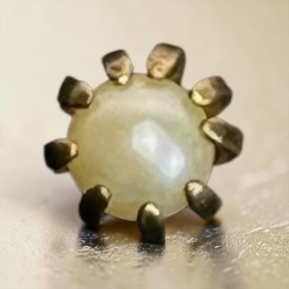 Vintage Tie Tack Mens Gold Tone Faux Pearl Safety Chain T-Bar Pin Swag Classic